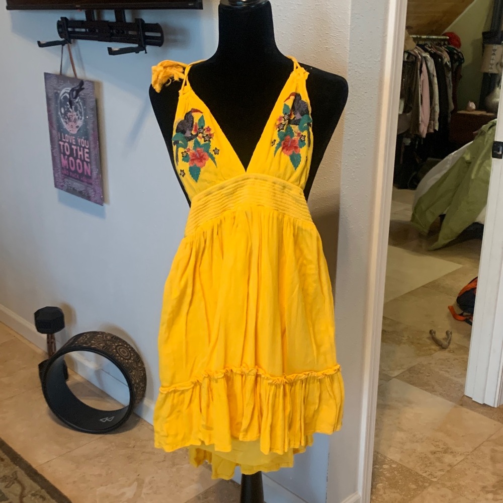 We The Free Yellow Floral Mini Dress